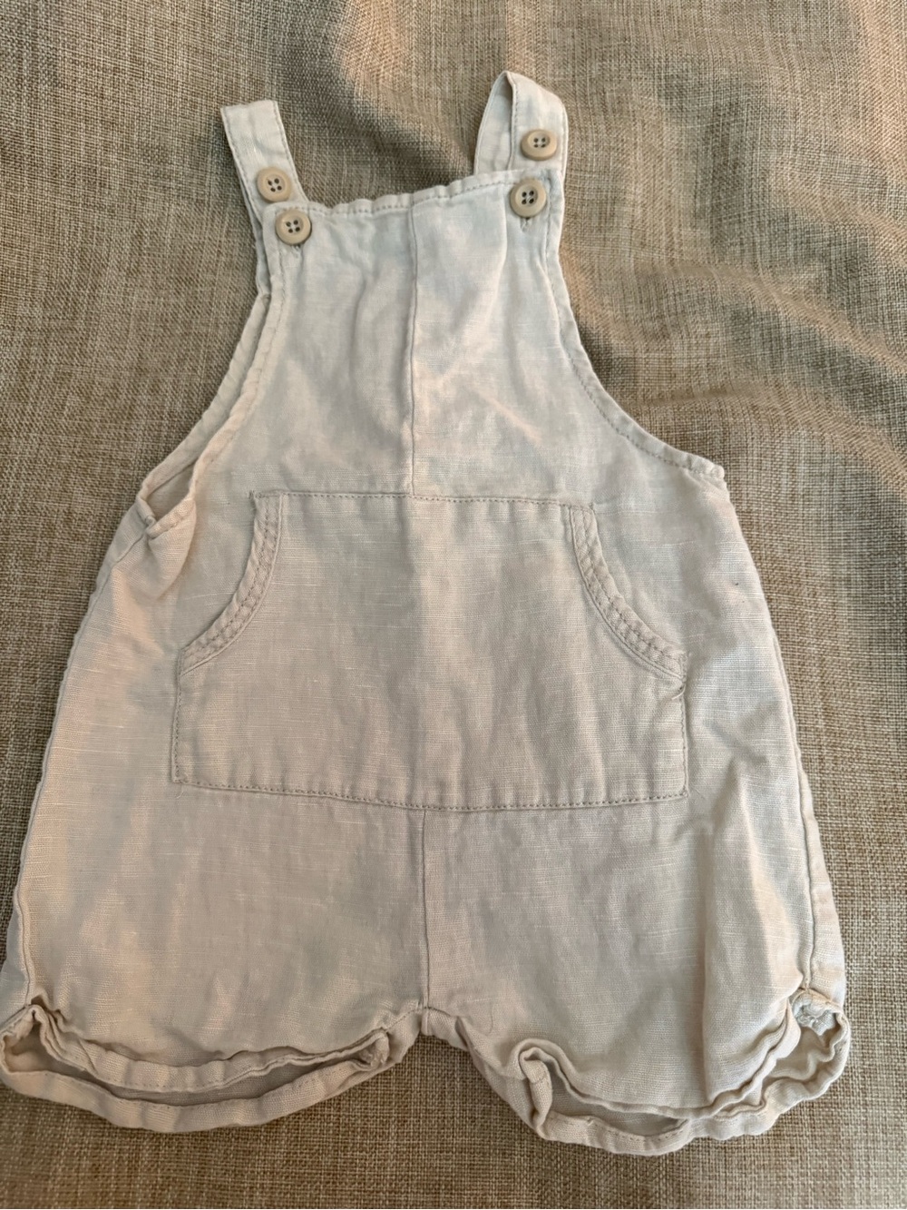 Zara Kids Neutral Cream Linen-Blend Overalls